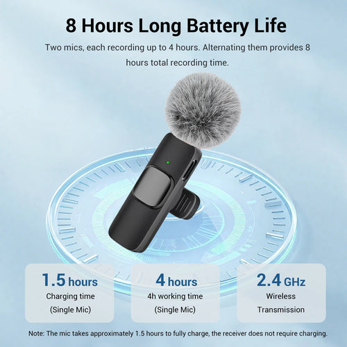 Wireless Lavalier Microphone USB-C – Plug & Play, Noise Cancelling