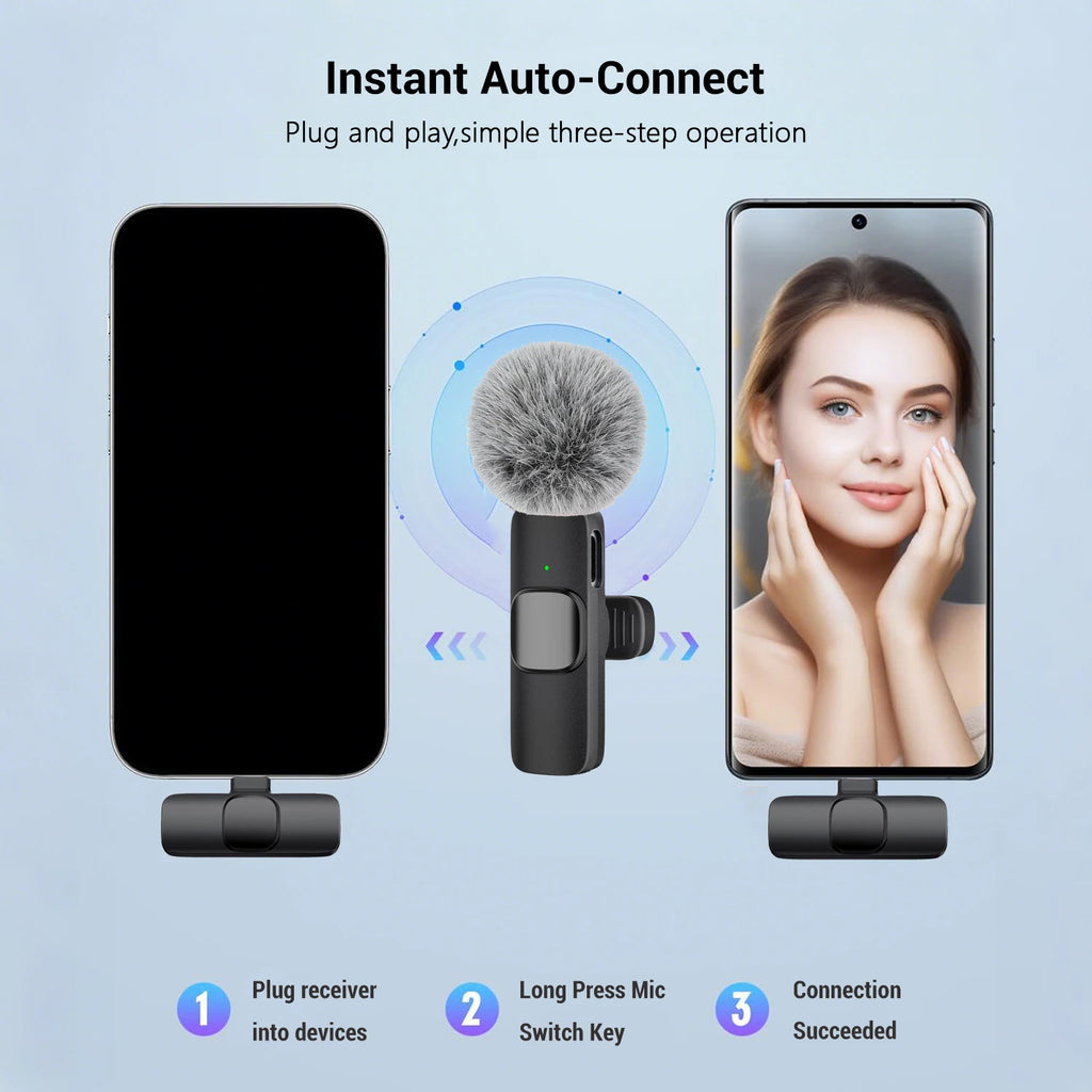 Wireless Lavalier Microphone USB-C – Plug & Play, Noise Cancelling